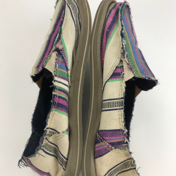 Sanuk Canvas Stripe Multi-Color Flats Slip on - Picture 7 of 8